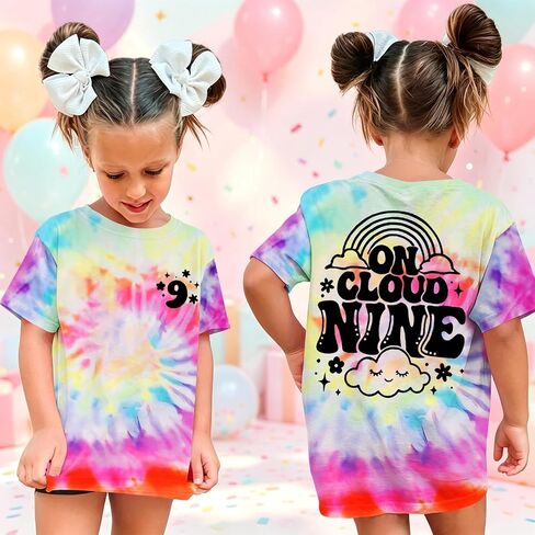 KEKEMI Birthday Girl Shirts Kids Girls On Cloud Nine Birthday Outfits Cute Cloud 9th T-Shirt Bday Party Tees Tops 9 Years Old in Kuwait