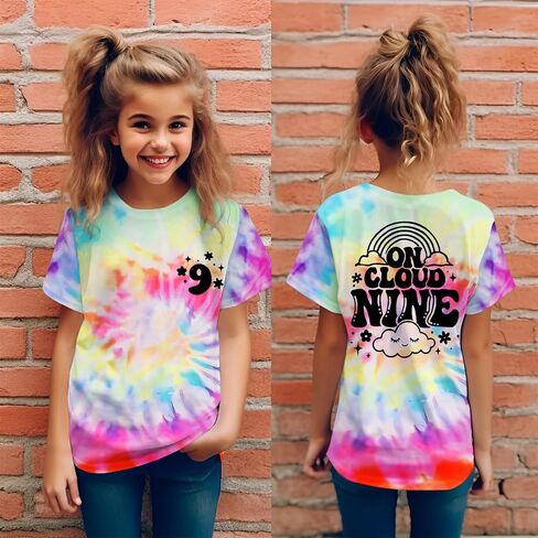 KEKEMI Birthday Girl Shirts Kids Girls On Cloud Nine Birthday Outfits Cute Cloud 9th T-Shirt Bday Party Tees Tops 9 Years Old in Kuwait