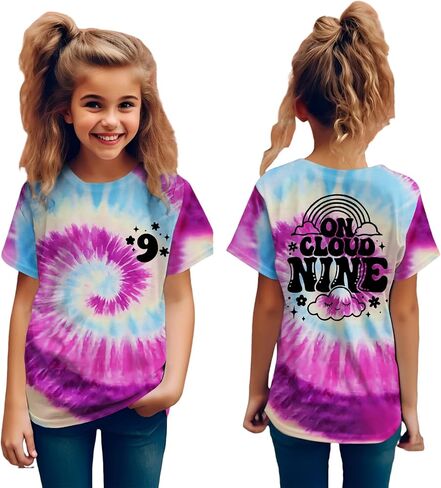 KEKEMI Birthday Girl Shirts Kids Girls On Cloud Nine Birthday Outfits Cute Cloud 9th T-Shirt Bday Party Tees Tops 9 Years Old in Kuwait