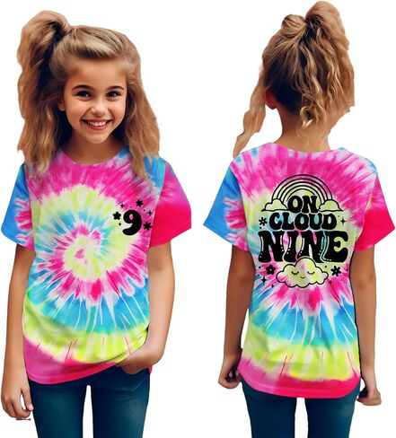 KEKEMI Birthday Girl Shirts Kids Girls On Cloud Nine Birthday Outfits Cute Cloud 9th T-Shirt Bday Party Tees Tops 9 Years Old in Kuwait