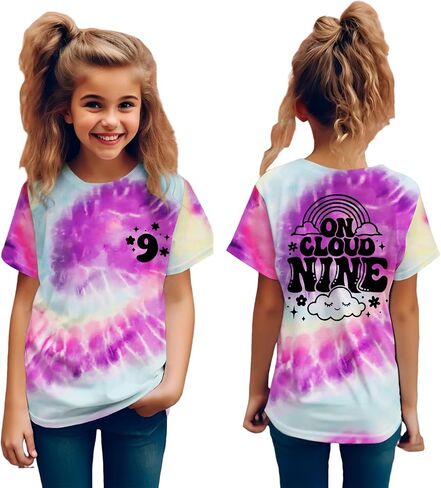 KEKEMI Birthday Girl Shirts Kids Girls On Cloud Nine Birthday Outfits Cute Cloud 9th T-Shirt Bday Party Tees Tops 9 Years Old in Kuwait