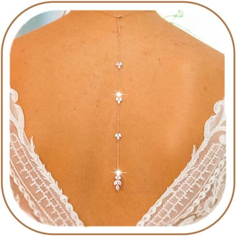 MODRSA Gold Back Necklace for Backless Dress Back Jewelry Backdrop Necklace Back Chain Body Chain Jewelry for Women Glitzy Sexy Party Trendy Dainty Bride Bridesmaids Prom Evening Dress Accessories in Kuwait