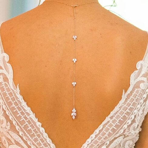 MODRSA Gold Back Necklace for Backless Dress Back Jewelry Backdrop Necklace Back Chain Body Chain Jewelry for Women Glitzy Sexy Party Trendy Dainty Bride Bridesmaids Prom Evening Dress Accessories in Kuwait