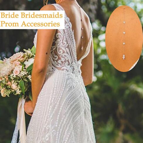 MODRSA Gold Back Necklace for Backless Dress Back Jewelry Backdrop Necklace Back Chain Body Chain Jewelry for Women Glitzy Sexy Party Trendy Dainty Bride Bridesmaids Prom Evening Dress Accessories in Kuwait
