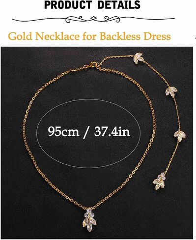 MODRSA Gold Back Necklace for Backless Dress Back Jewelry Backdrop Necklace Back Chain Body Chain Jewelry for Women Glitzy Sexy Party Trendy Dainty Bride Bridesmaids Prom Evening Dress Accessories in Kuwait