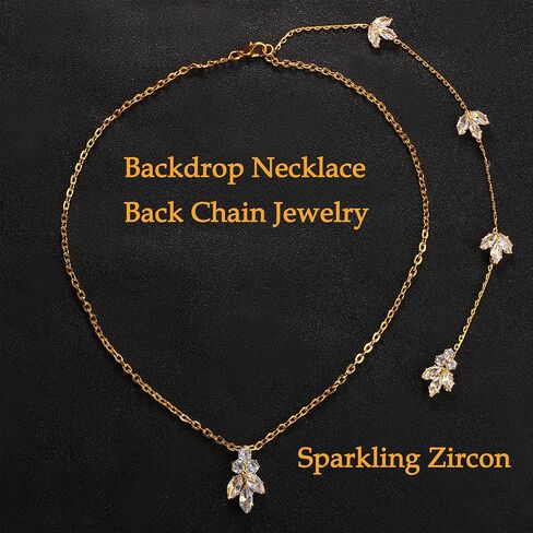 MODRSA Gold Back Necklace for Backless Dress Back Jewelry Backdrop Necklace Back Chain Body Chain Jewelry for Women Glitzy Sexy Party Trendy Dainty Bride Bridesmaids Prom Evening Dress Accessories in Kuwait