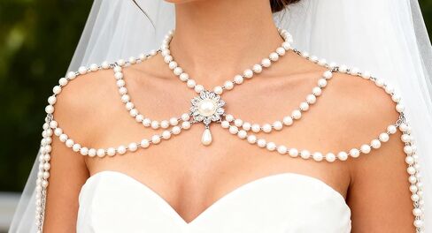 Pearl Shoulder Jewelry Bridal Wedding Shoulder Necklace Chain Festival Rave Party Outfit Accessories for Women Statement Body Chain in Kuwait
