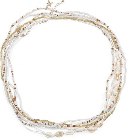 6Pcs Multi-layer Colorful Waist Beads Chain Summer Beach Shell Seastar Belly Body Chain Adjustable Bohemian Sexy Beach Bikini Belly Chain Jewelry Accessories for Women in Kuwait