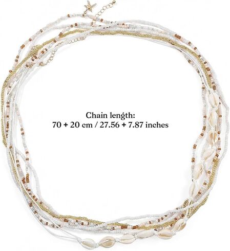 6Pcs Multi-layer Colorful Waist Beads Chain Summer Beach Shell Seastar Belly Body Chain Adjustable Bohemian Sexy Beach Bikini Belly Chain Jewelry Accessories for Women in Kuwait