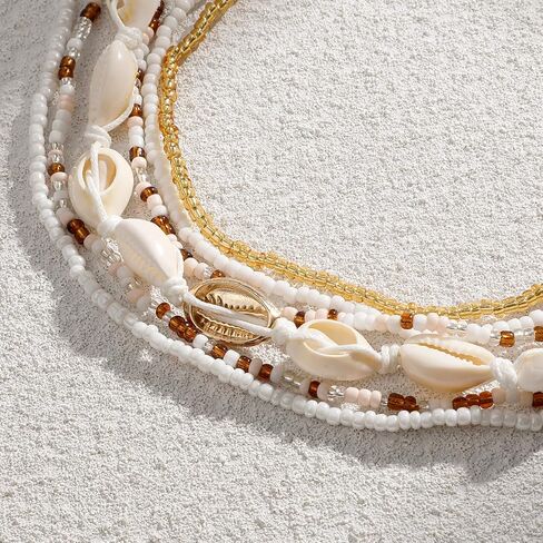 6Pcs Multi-layer Colorful Waist Beads Chain Summer Beach Shell Seastar Belly Body Chain Adjustable Bohemian Sexy Beach Bikini Belly Chain Jewelry Accessories for Women in Kuwait
