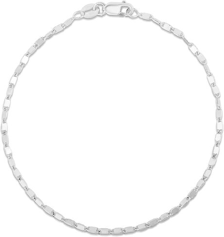 Floreo 10k Yellow Gold or White Gold 1.5mm Lumicina Mirror Snail Link Chain Bracelet or Anklet in Kuwait