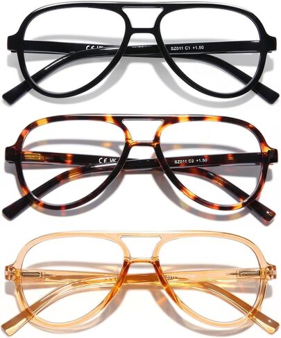 DOOViC 3 Pack Retro Aviator Reading Glasses for Women Men Lightweight Blue Light Blocking Computer Readers in Saudi Arabia