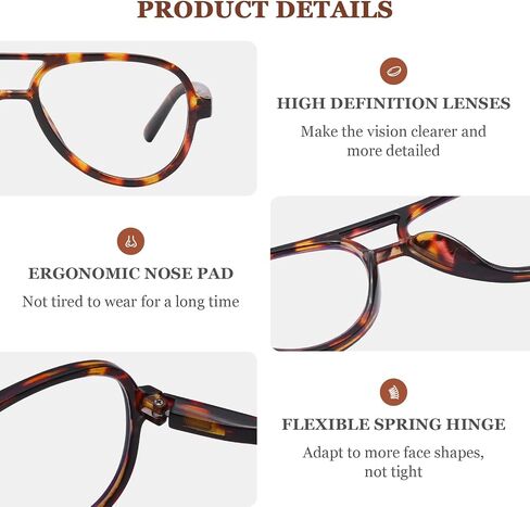 DOOViC 3 Pack Retro Aviator Reading Glasses for Women Men Lightweight Blue Light Blocking Computer Readers in Saudi Arabia