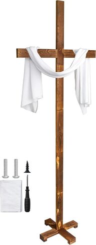 GOSR 71 Inch Extra Large Wood Standing Cross, Adjustable to Multiple Heights for Wall Cross Decorations, Suitable for Parties, Weddings, Churches, Easter and Christmas Holiday Celebrations in Saudi Arabia