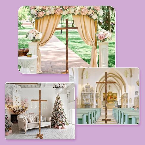 GOSR 71 Inch Extra Large Wood Standing Cross, Adjustable to Multiple Heights for Wall Cross Decorations, Suitable for Parties, Weddings, Churches, Easter and Christmas Holiday Celebrations in Saudi Arabia