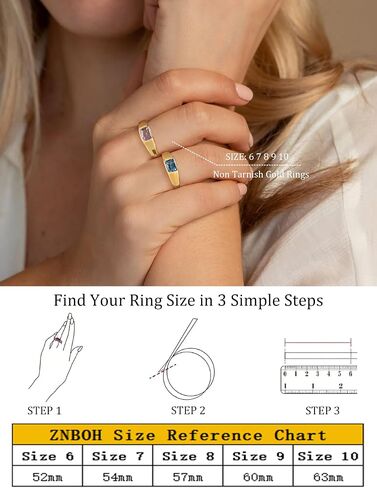 Birthstone Gold Rings for Women Non Tarnish 14K Gold Plated Chunky Emerald Rings Thumb Signet Statement Dainty CZ Band Ring Unique Waterproof Cute Jewelry Gift for Birthday Size 6-10 in Saudi Arabia