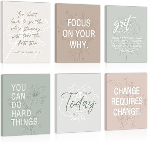 CHDITB Motivational Quotes Frame Canvas Wall Art, Inspirational Wall Decor, Set Of 6 Positive Affirmation Posters For Women, Uplifting Artwork Encourage Art Prints For Home Office Living Room-8"x10" in Kuwait
