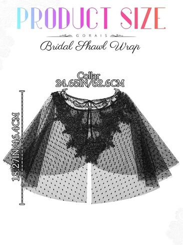 GORAIS Lace Cape Black Evening Shawl Wraps Sheer Polka Dot Capelet Formal Bolero Shrug for Women in Kuwait