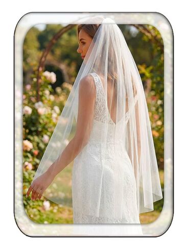 Aukmla Bride طرحة زفاف قصيرة طول الإصبع 1 طبقة حجاب الزفاف تول إكسسوارات الشعر مع مشط وحافة مقطوعة (أبيض) in Kuwait