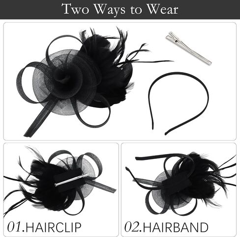 AMCAMI 8 PCS Fascinators Hats with Feather for Women 2026 Derby Hats Tea Party Hat with Headband and Clip in Saudi Arabia