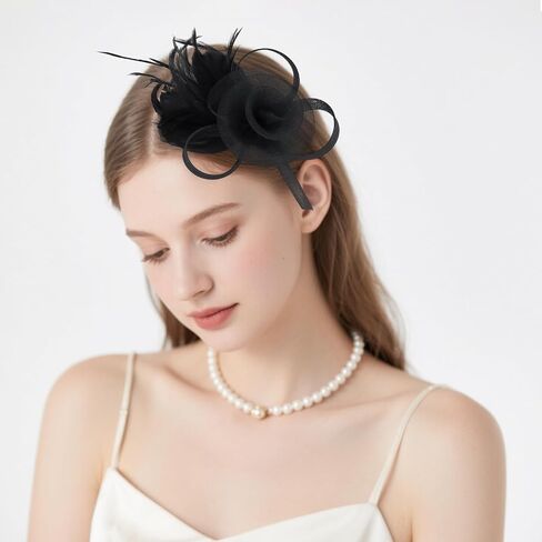 AMCAMI 8 PCS Fascinators Hats with Feather for Women 2026 Derby Hats Tea Party Hat with Headband and Clip in Saudi Arabia