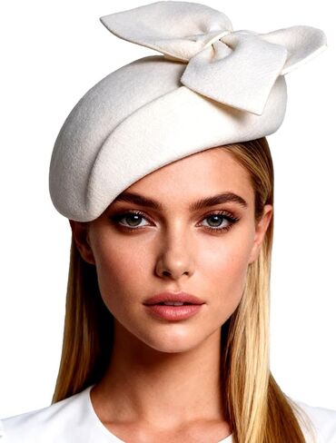 HIMESPORT Wool Felt Fascinator Hat for Women Ladies - Bowknot Decor,Formal Church Tea Party Hat,Wedding Bride Cocktail Dress in Kuwait