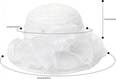 Women Organza Derby Sun Hat Flower Bridal Bowler Church Baptism Fascinators Party Wedding Cocktai Derby Hats Ruffles Cap in Kuwait
