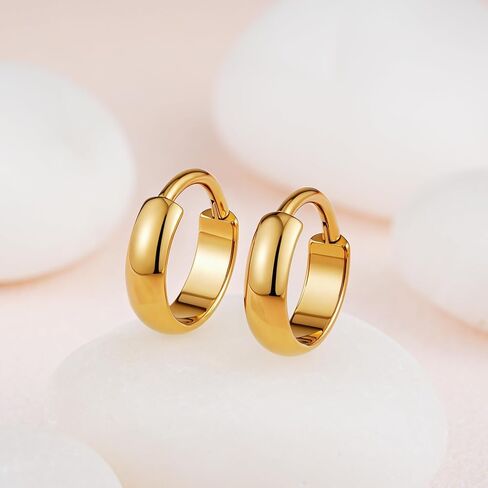 FINE4U 1 Pair Wide Chunky Conch Clicker Rings Cartilage Hoop Earrings Earlobe Nose Piercing Jewelry, ASTM F136 Titanium Cartilage Earrings for Women & Men, Body Implant Grade Nose Rings in Kuwait