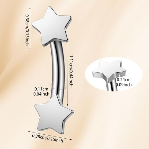 نجمة ثقب المجوهرات منحني الحديد حلقات الحاجب نجمة عمودية Labret الشفاه الدائري الفضة الحاجب ثقب المجوهرات البطن زر حلقة الثقب مجوهرات للنساء الرجال 4MM in Kuwait