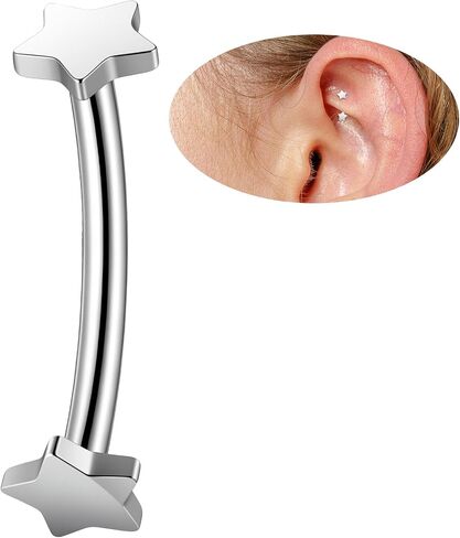 نجمة ثقب المجوهرات منحني الحديد حلقات الحاجب نجمة عمودية Labret الشفاه الدائري الفضة الحاجب ثقب المجوهرات البطن زر حلقة الثقب مجوهرات للنساء الرجال 4MM in Kuwait