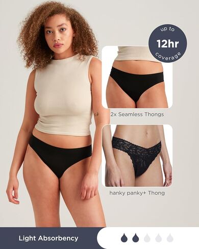 Saalt and hanky panky+ [powered by Saalt] Women's Period Underwear Bundle - 2 Seamless Thongs & 1 Hanky Panky+ Thong in Saudi Arabia