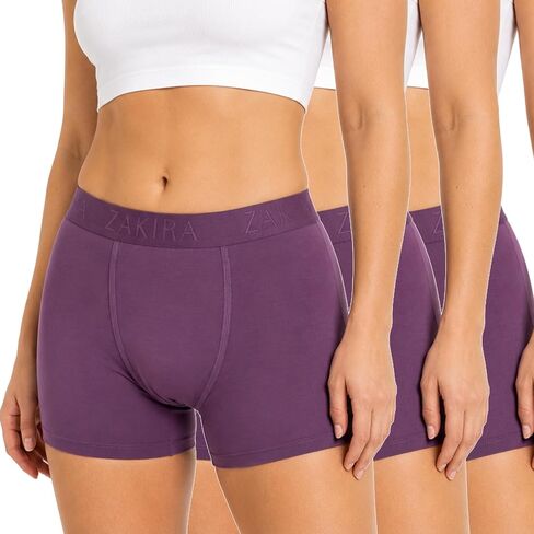 ZAKIRA Women's Tencel Boxer Shorts, Soft Breathable Stretch Boyshort Underwear, Anti Chafing Long Leg Knickers, 3 Pack in Saudi Arabia
