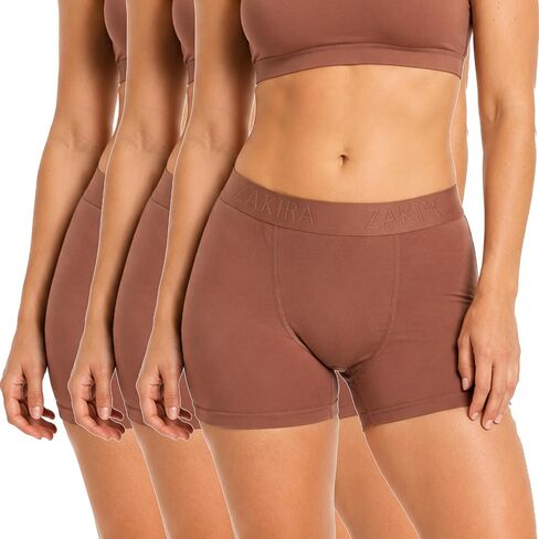 ZAKIRA Women's Tencel Boxer Shorts, Soft Breathable Stretch Boyshort Underwear, Anti Chafing Long Leg Knickers, 3 Pack in Saudi Arabia