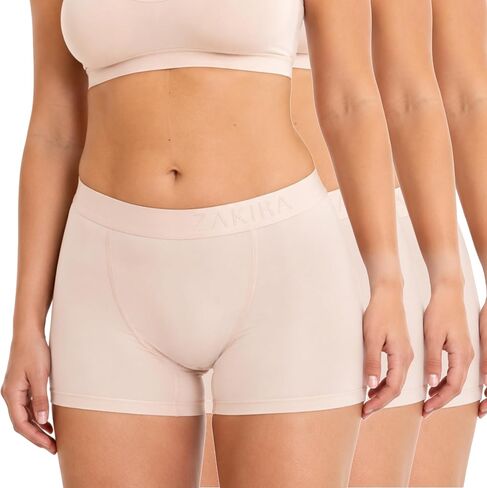 ZAKIRA Women's Tencel Boxer Shorts, Soft Breathable Stretch Boyshort Underwear, Anti Chafing Long Leg Knickers, 3 Pack in Saudi Arabia