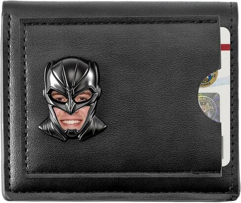 Black Panther wallet men's ultra-thin PU leather Valentine's Day gift, unique birthday gift, hero ID with double fold 3D metal superhero mask ultra-thin simple front pocket personalized wallet in Kuwait