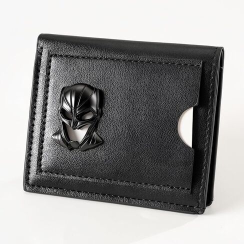 Black Panther wallet men's ultra-thin PU leather Valentine's Day gift, unique birthday gift, hero ID with double fold 3D metal superhero mask ultra-thin simple front pocket personalized wallet in Kuwait