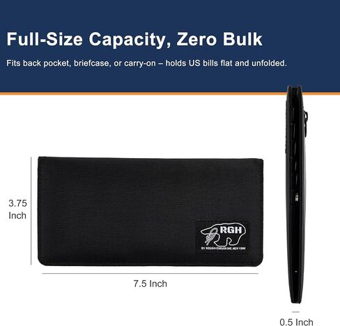 محفظة ثنائية الطي طويلة بما فيه الكفاية للرجال، 630D Cordura مع حجب RFID، جيب بسحاب YKK، 9 فتحات للبطاقات، 4 مقصورات للفاتورة، مشبك مغناطيسي، طارد للماء، EDC، أسود in Kuwait