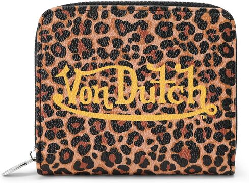 Von Dutch Zip-Up Wallet with ID Window, Vegan Leather, Slim Unisex Design for Men & Women (Leopard) in Saudi Arabia