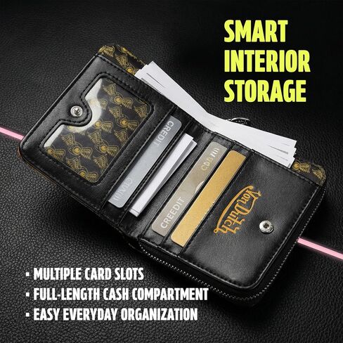 Von Dutch Zip-Up Wallet with ID Window, Vegan Leather, Slim Unisex Design for Men & Women (Leopard) in Saudi Arabia