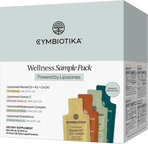CYMBIOTIKA Liposomal Variety Pack - Liquid Glutathione, Magnesium, Vitamin C and D3+K2 Supplements - High Absorption - 28 Count in Saudi Arabia