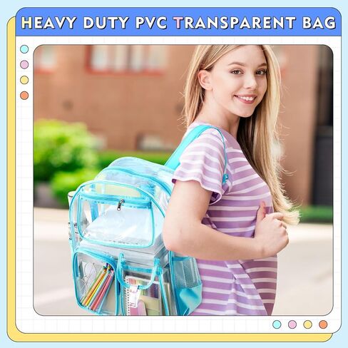 10 قطع حقيبة ظهر شفافة كبيرة الحجم لحقائب الظهر المدرسية للأطفال مقاس 17 بوصة من مادة PVC الشفافة المقاومة للماء من Mochilas للاستاد الرياضي للتبرع غير الربحي in Kuwait