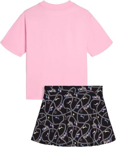 PUMA Girls' 2 Piece Set, Short Sleeve Cotton Jersey T-shirt & Matching Skort in Kuwait