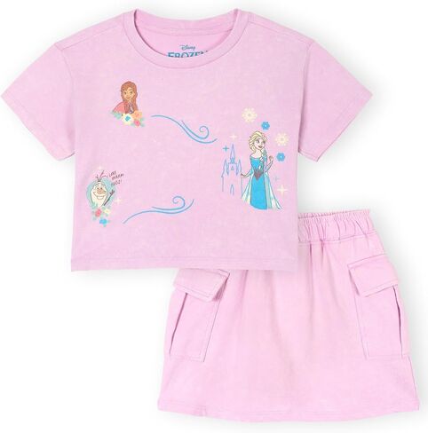 Disney Girls' 2-Piece Mineral Wash Tee and Skort Set Toddler to Big Kid in Kuwait