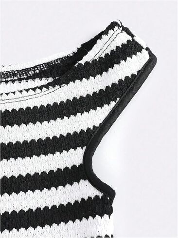 Floerns Girl's 2 Piece Outfit Striped Textured Off The Shoulder Tops and Wide Leg Pants Set in Kuwait