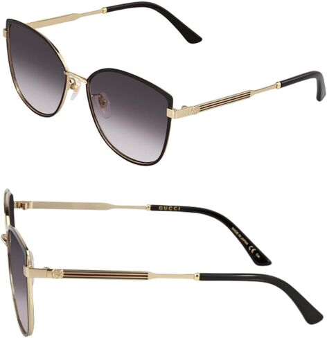 Gucci GG0589SK GG Interlocking Logo Cat-Eye-Shaped Non-Polarized Sunglasses for Women – Includes Luxury Eyewear Kit – Black Frame with Gray Lens in Kuwait
