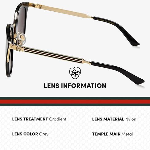 Gucci GG0589SK GG Interlocking Logo Cat-Eye-Shaped Non-Polarized Sunglasses for Women – Includes Luxury Eyewear Kit – Black Frame with Gray Lens in Kuwait