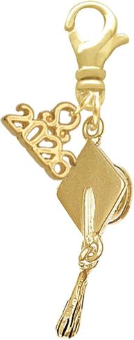 Delight Jewelry Plated 3-D Graduation Hat - Silver Plated Clip on Charm with Mini 2026 in Kuwait