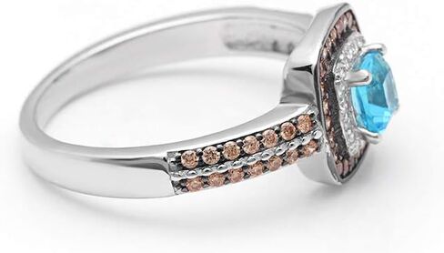 Coco Halo Engagement Ring for Women by Ginger Lyne | Chocolate and Blue Cubic Zirconia Black and White Gold Sterling Silver Statement Ring for Her | Birthstone Jewelry for Women in Kuwait
