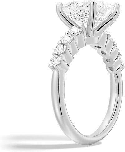 MSBLUE® 2ct Princess Cut Moissanite Engagement Ring, Classic Shared Prong, Rhodium Plated in Kuwait