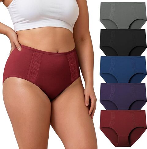 BAMBOO COOL Plus Size Women's Briefs Underwear Moisture Wicking Ladies Panties Soft and Breathable 5 Pack in Kuwait